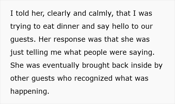 Mom takes over daughter's wedding dance floor, justifying her actions by saying what people were saying.