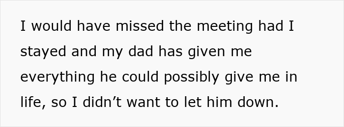 Text explaining husband's decision to leave wife during labor for a meeting. Text explaining husband's decision to leave wife during labor for a meeting.