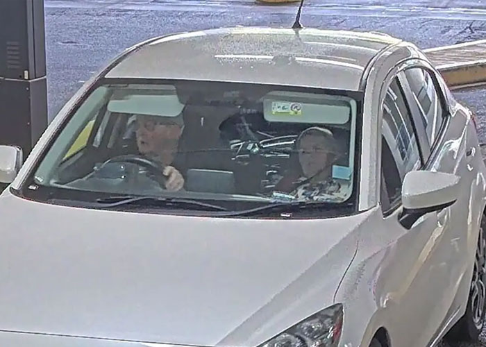 Elderly couple escaping care home in a car, message for daughter. Elderly couple escaping care home in a car, message for daughter.