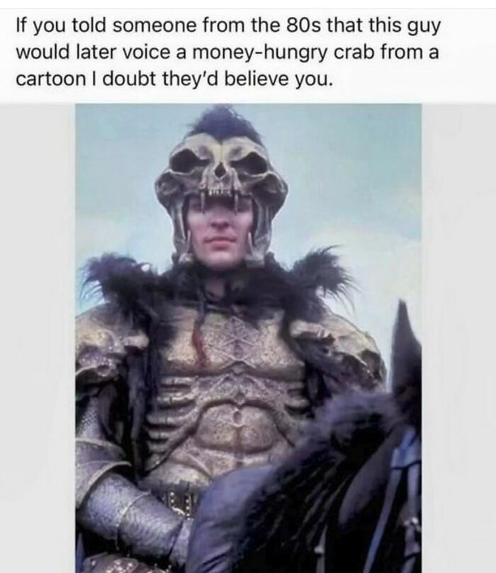 A meme featuring a man in 80s movie costume, proving the 80s and 90s were superior decades.