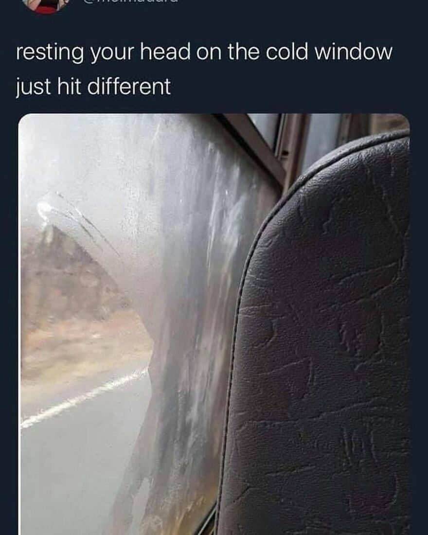 A handprint on a cold bus window, a relatable memory for 90s babies.