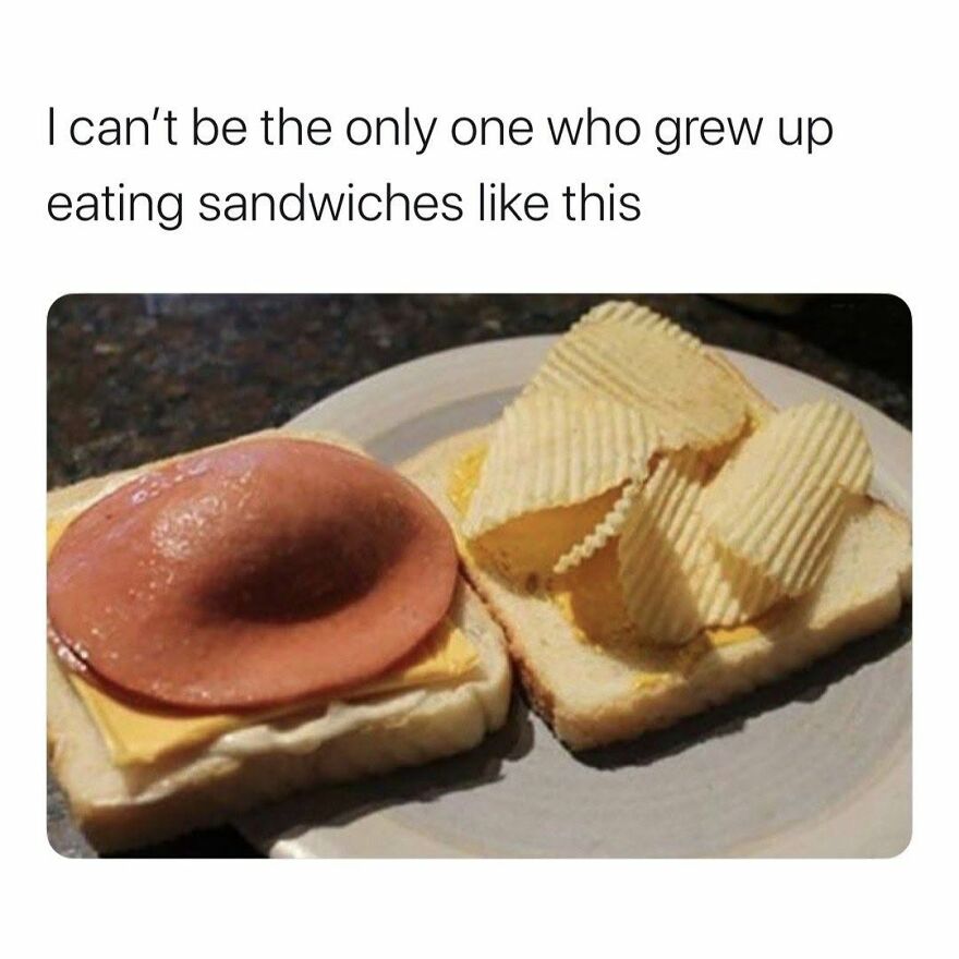 A bologna and chip sandwich, a nostalgic meal '90s babies will remember.