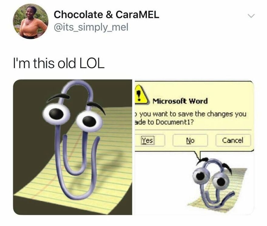 Clippit, the animated paperclip assistant from Microsoft Word, a key memory for 90s babies.