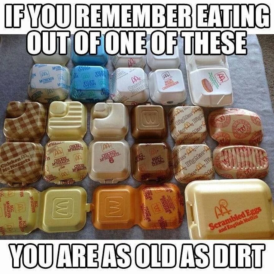 A collection of old McDonald's styrofoam packaging, a nostalgic sight for 90s babies.