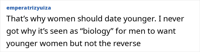 A social media comment debating women dating younger, referencing Kate Hudson's libido confession and the discussion it triggered.