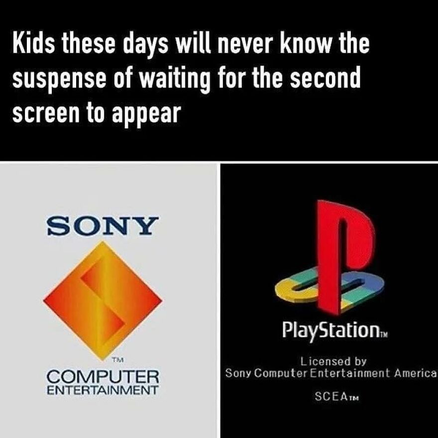 The iconic PlayStation and Sony Computer Entertainment loading screens, a core memory for '90s babies.