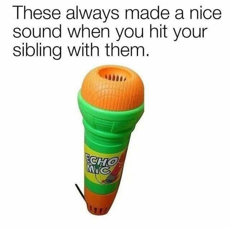 An orange and green Echo Mic toy, a nostalgic item many '90s babies will remember.