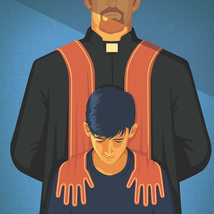 A Stephan Schmitz illustration showing a child being embraced by a larger figure.