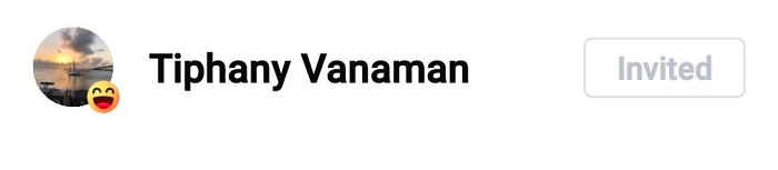 A social media invitation showing the name Tiphany Vanaman, an example of parents choosing unusual names.