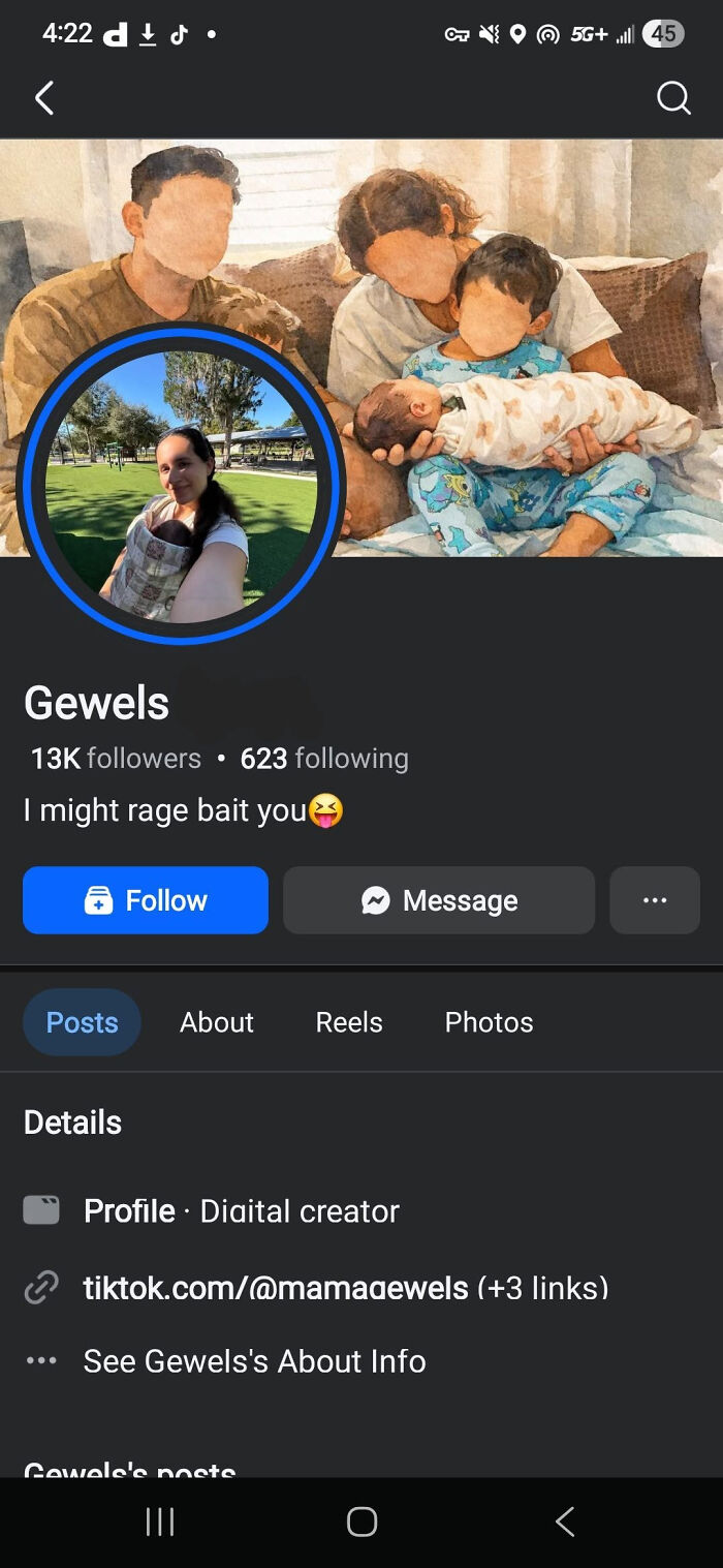 A social media profile for a user named Gewels, an example of unusual names chosen by parents.