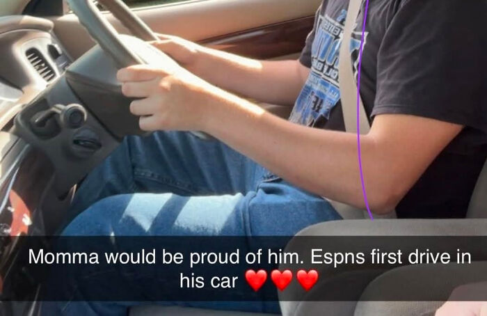 A person driving a car, with text mentioning Espon, highlighting unusual baby names.
