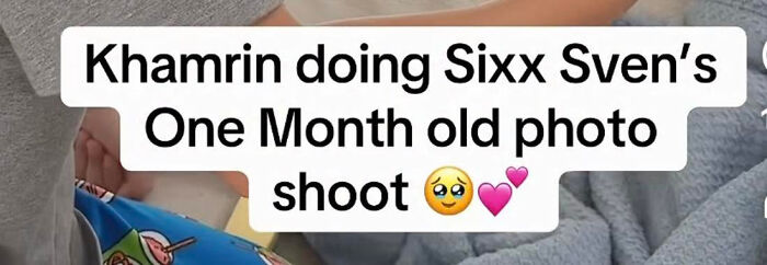 A social media post about Khamrin doing Sixx Sven's one-month-old photo shoot, showcasing unique baby names.