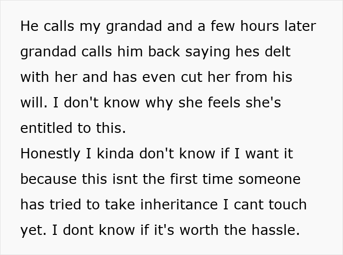 Greedy Aunt Pressures Teen To Give Up His Unclaimed Inheritance, Dad Quickly Puts Her In Her Place