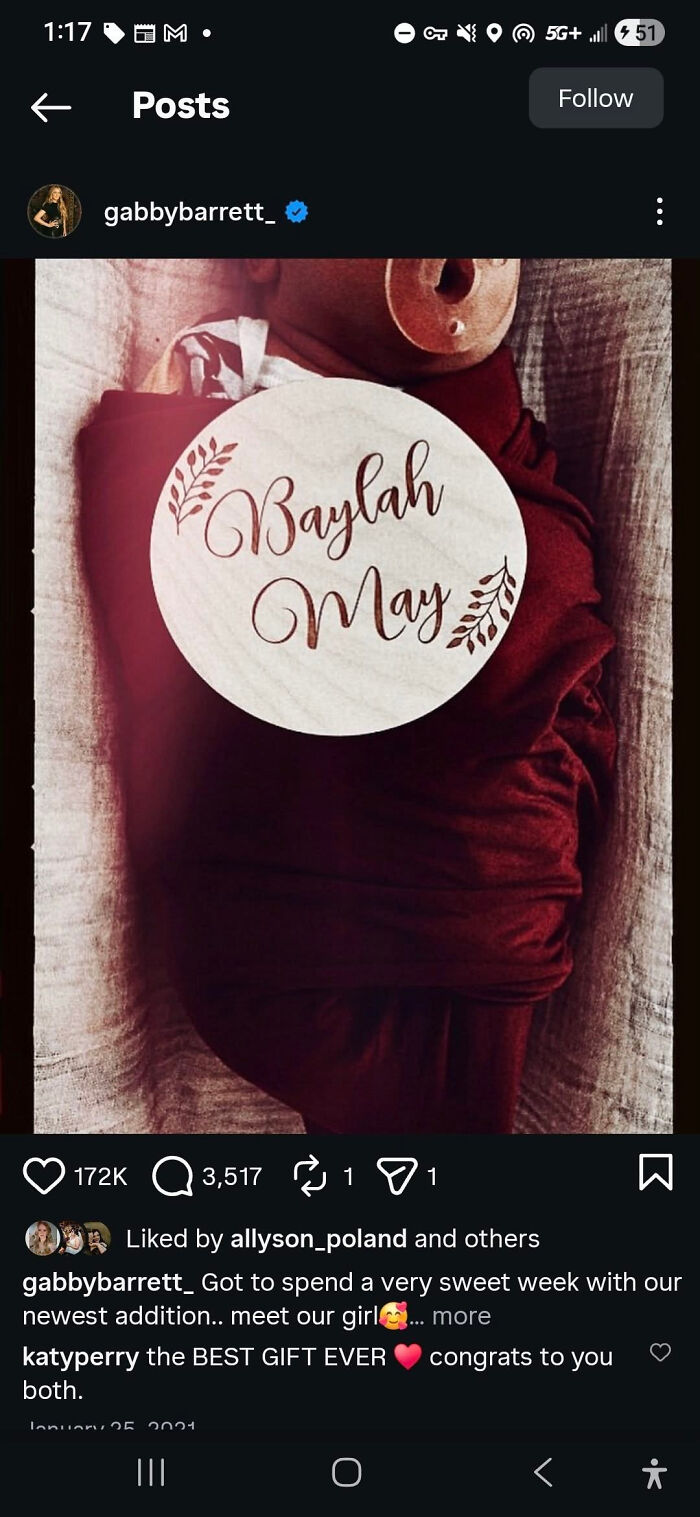 A baby with the name Baylah May, an example of unusual baby names.