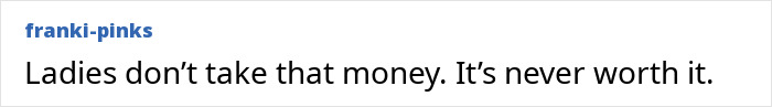 A comment warning ladies not to take money, relevant to the famous model's fight for life. A comment warning ladies not to take money, relevant to the famous model's fight for life.
