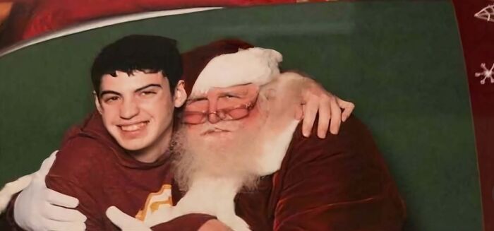 A young man with an intellectual disability embraces Santa Claus in a heartwarming, soul-healing moment.
