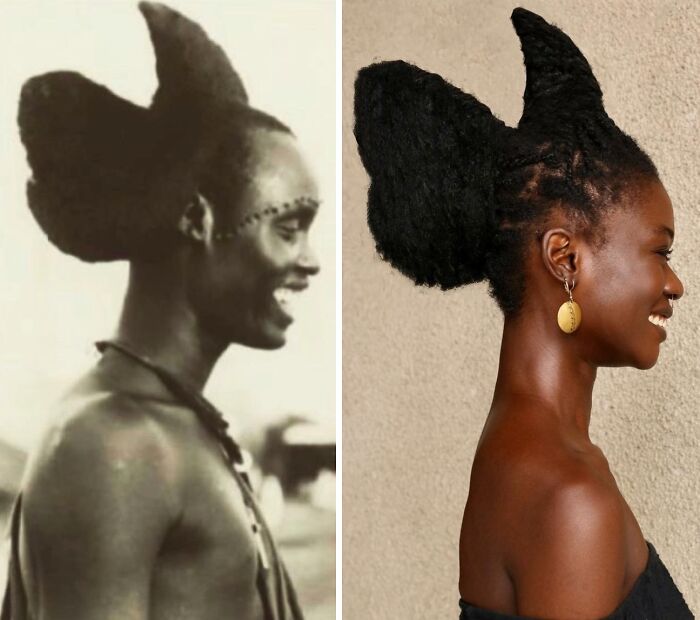 Artist transforms her hair into stunning sculptures inspired by pre-colonial African hairstyles, a new pic.