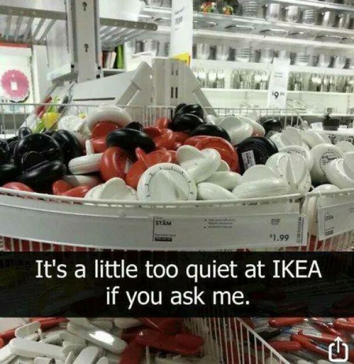 Hilarious photos taken moments before disaster struck: IKEA store with a mess of plastic lids.