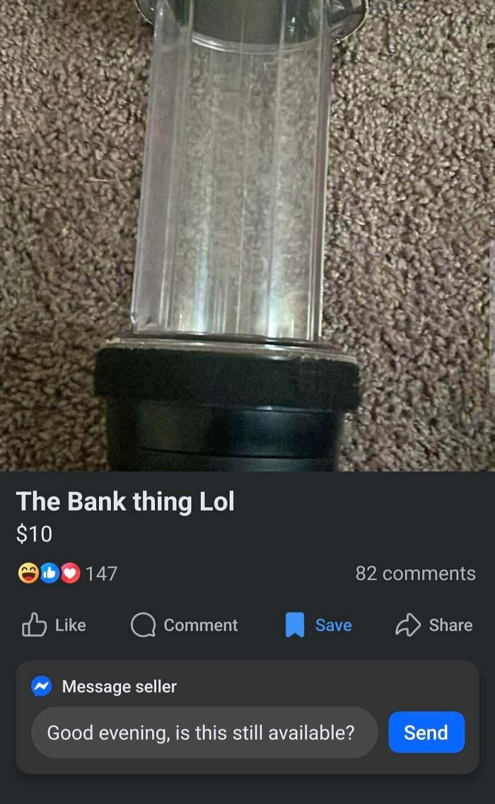 The Bank thing Lol, a strange item listed on marketplace. Unhinged listings.