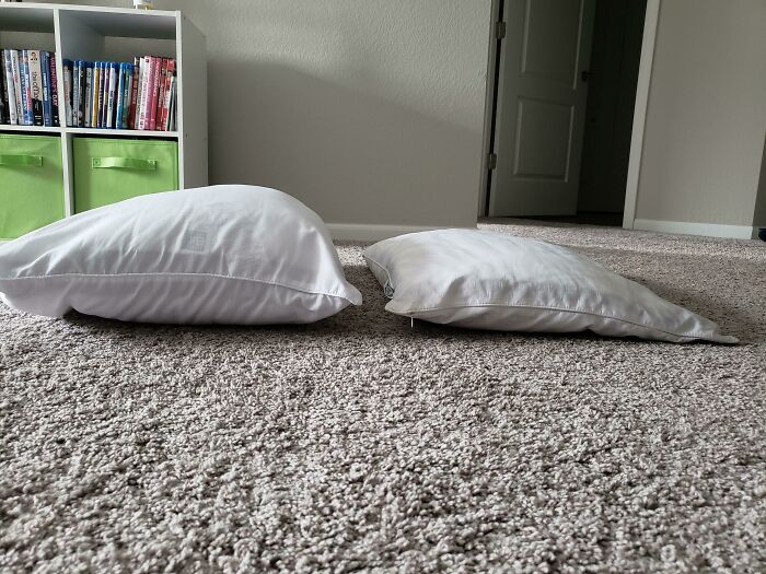 A before-and-after photo showing two pillows, one fluffy and one flat, demonstrating how much things can change.