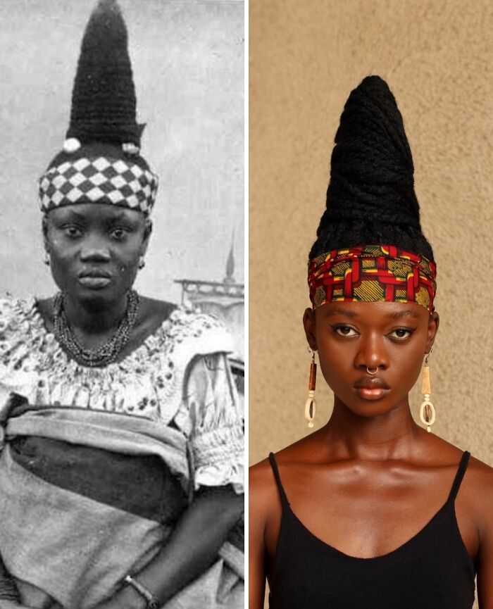 Artist transforms hair into stunning sculptures, showcasing cone-shaped African hairstyles, pre-colonial inspired.