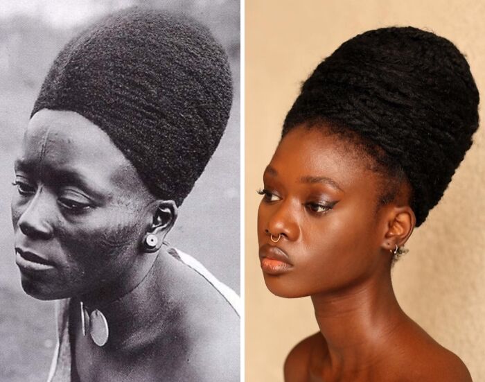 Artist transforms her hair into stunning sculptures, inspired by pre-colonial African hairstyles with a tall, conical shape.
