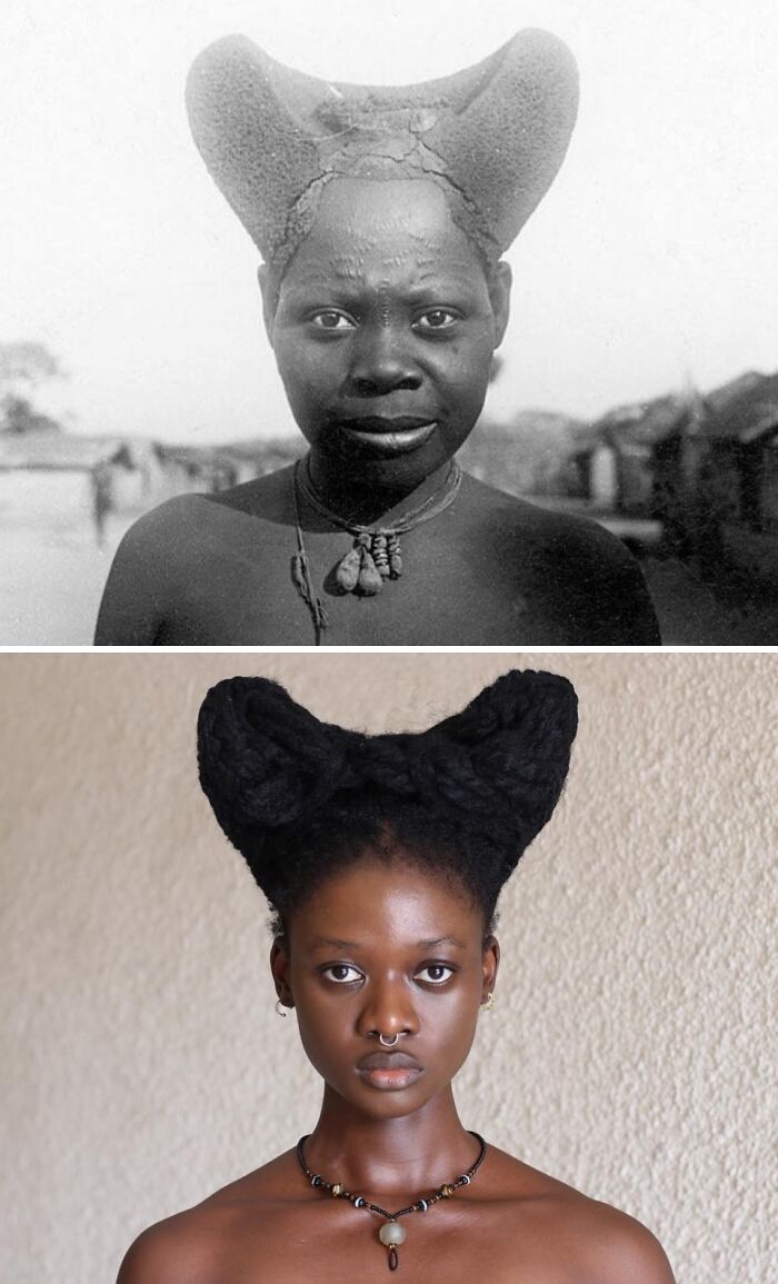 Artist transforms hair into stunning sculptures, inspired by Pre-Colonial African Hairstyles, with a heart-shaped style.