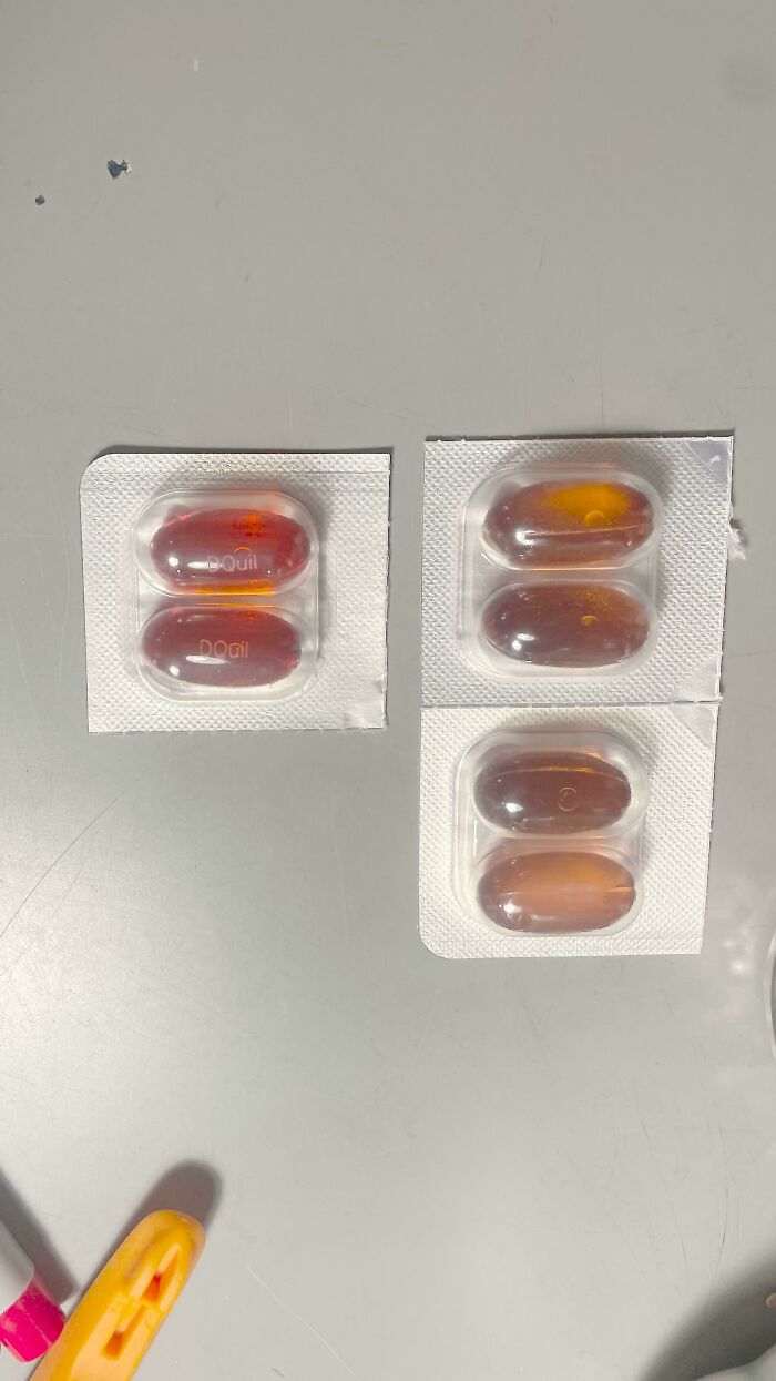 Before-and-after photo of medication capsules, some full and some used, showing how much things can change.