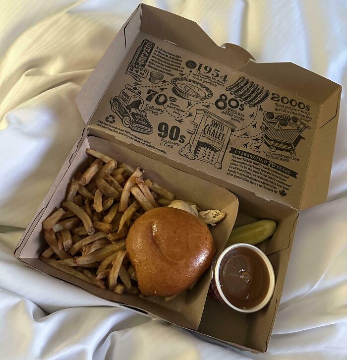 An image of a meal in a box, representing a story of entitled men and their lack of boundaries.
