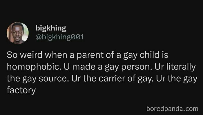 A text post about homophobic parents, an unpredictable sentence that caught the internet off guard.