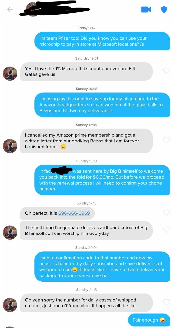 Funny Tinder Texts Messages with a long sarcastic conversation.