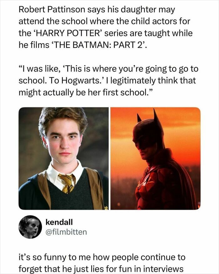 Pop culture post: Robert Pattinson as Cedric Diggory and The Batman, related to good vibes.