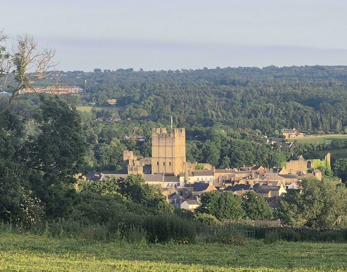 Richmond Castle In Yorkshire, England, Glowing In The Evening Sun