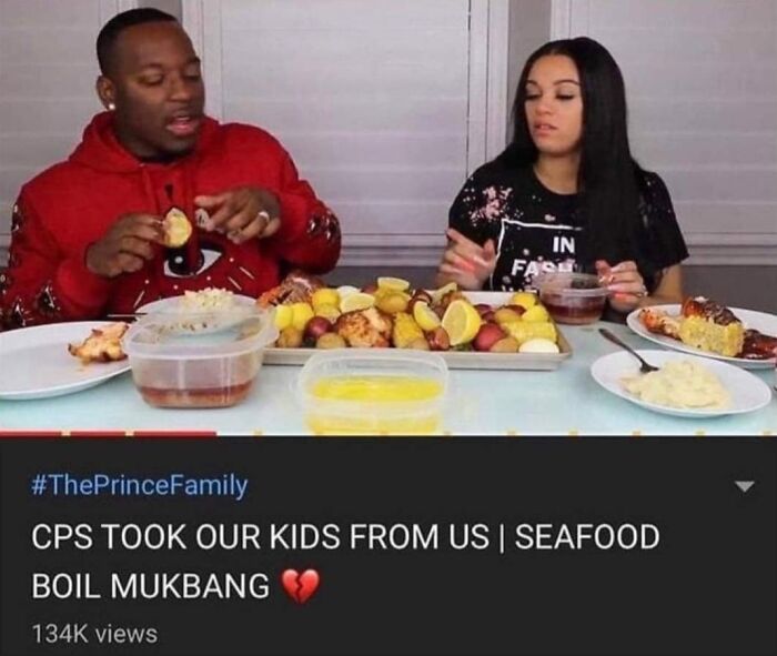 A meme of a YouTube video titled CPS TOOK OUR KIDS FROM US | SEAFOOD BOIL MUKBANG.