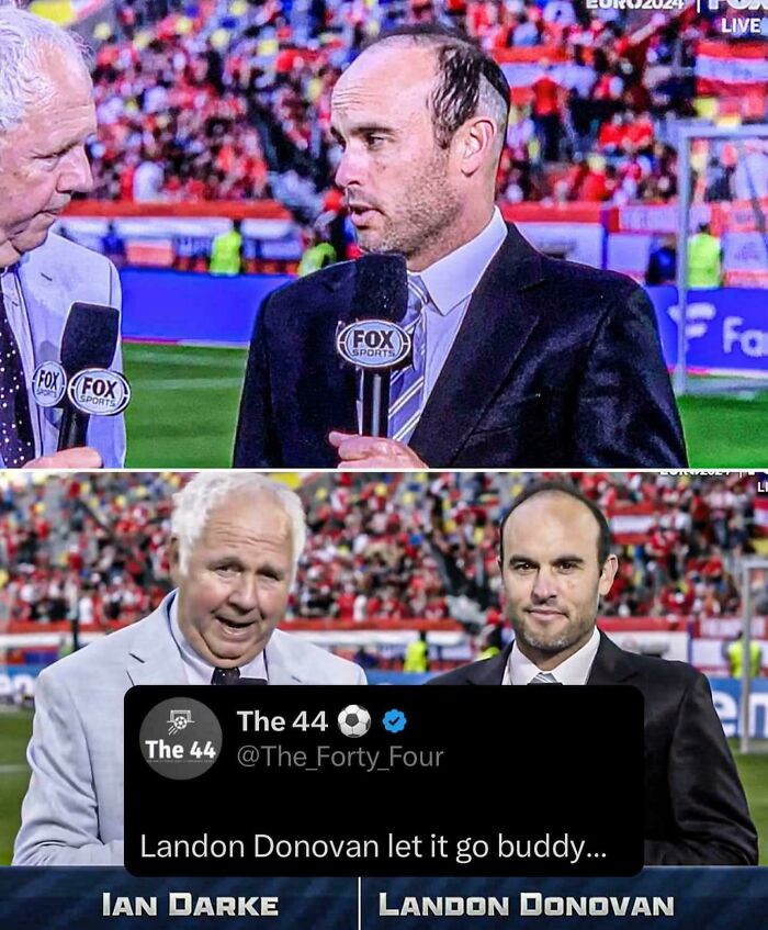 Landon Donovan with a receding hairline and an unfortunate haircut, highlighting a bad hair mistake.