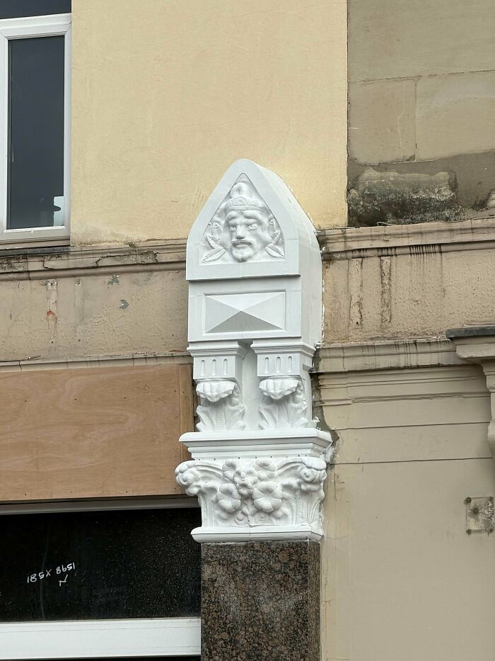 An elaborate architectural detail on a building, a cool 3D printer project.