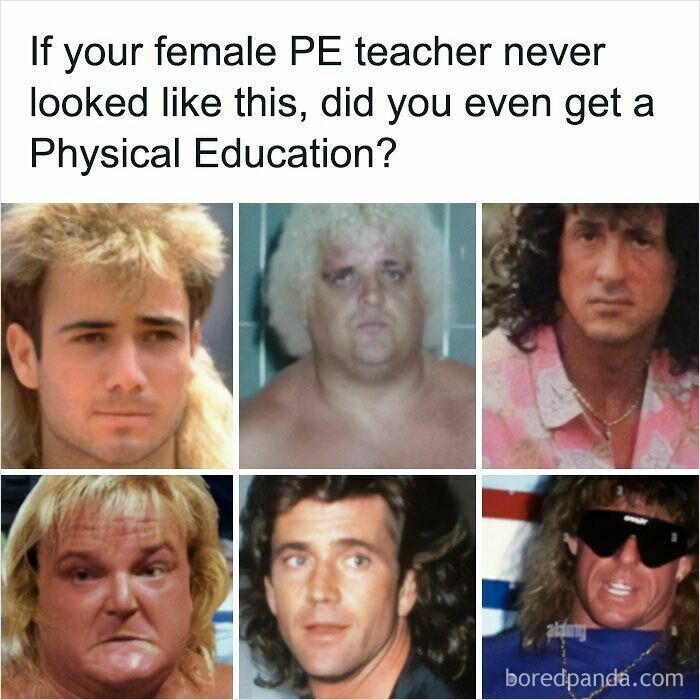 Mullet hairstyles in a meme, proving the '80s and '90s were superior decades.