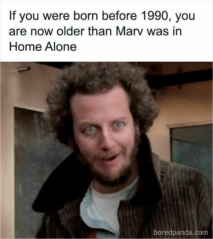 Home Alone Marv meme reminding people born before 1990 about the '80s and '90s superior decades.