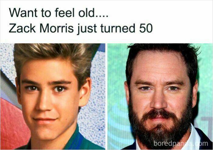 Zack Morris then and now meme, highlighting the superior decades of the 80s and 90s.