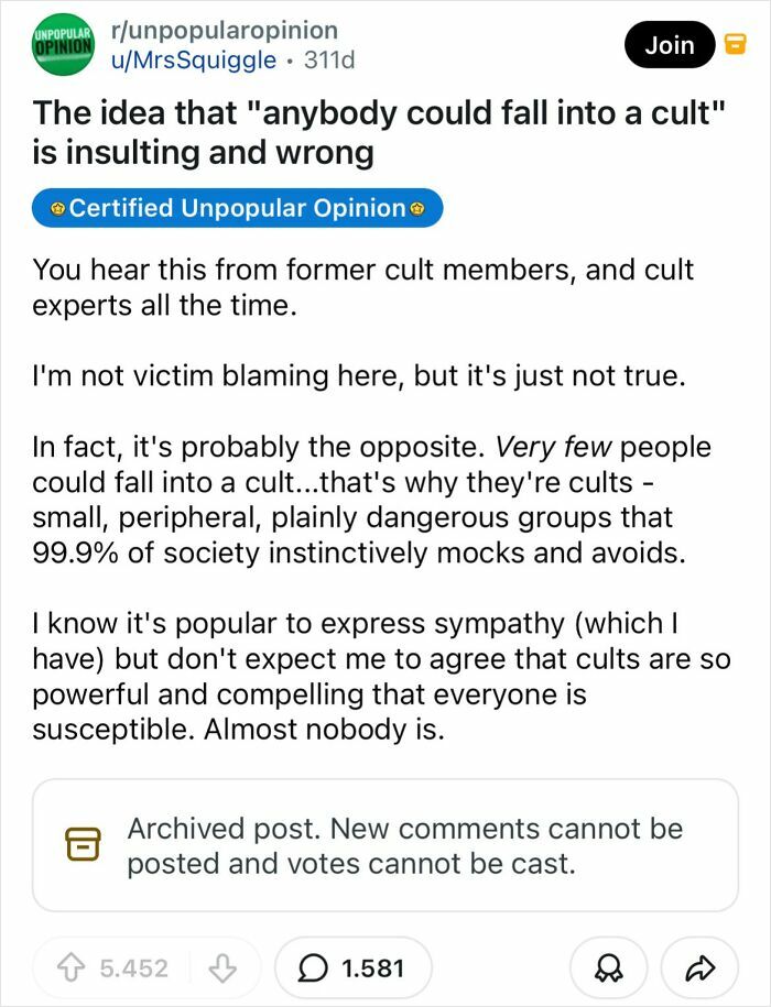 A bold take on the idea that anybody could fall into a cult, changing the way people see everyday things.