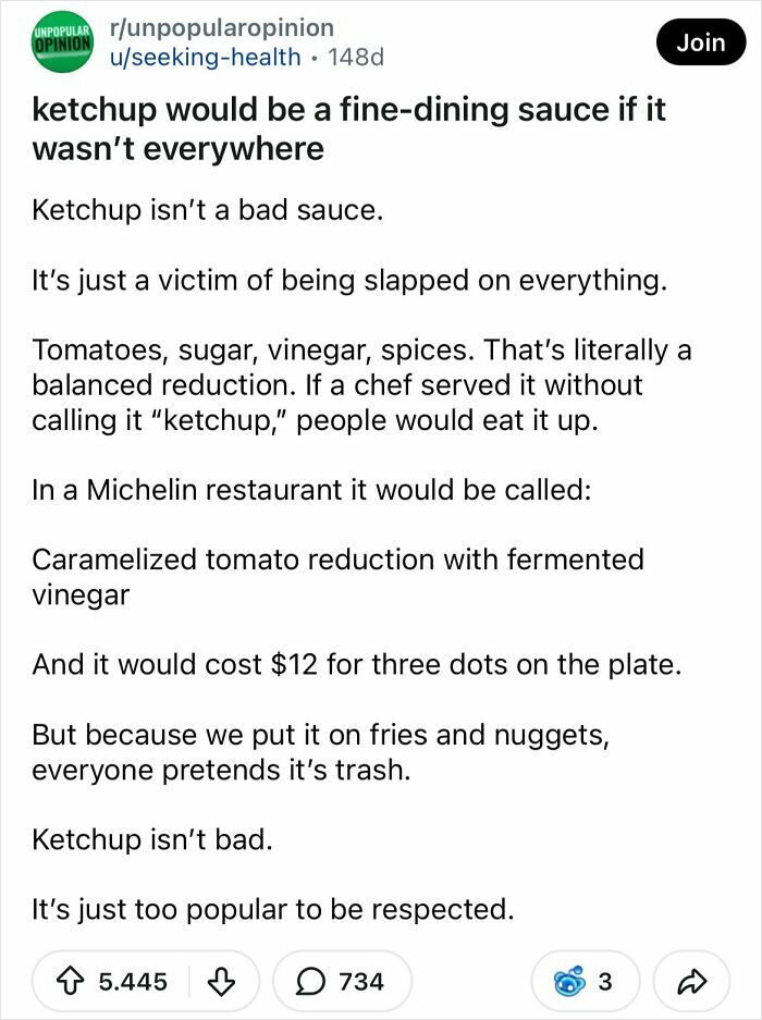 A bold take on ketchup as a fine-dining sauce, changing the way people see everyday things.