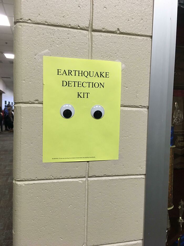 A wild and unhinged way to fix earthquake detection with a paper sign and googly eyes.