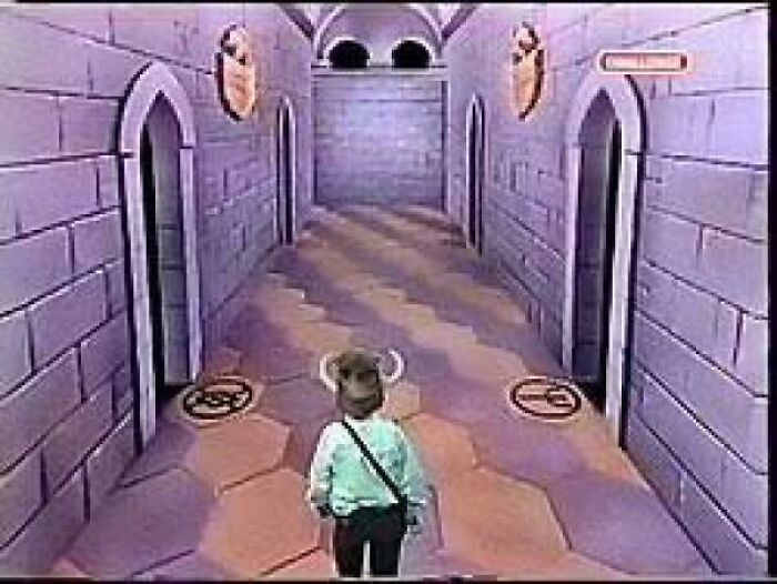 An image from an old video game, featuring a character in a castle hallway, evoking good memories of life in the 80s.