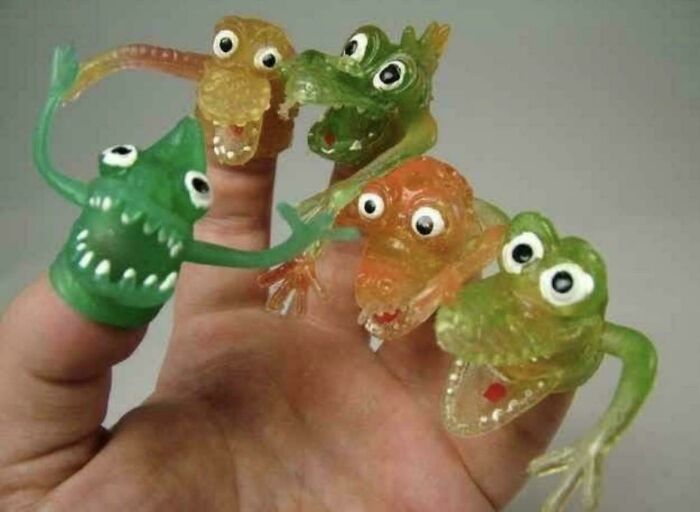 Rubber monster finger puppets, a playful good memory of life in the 80s.