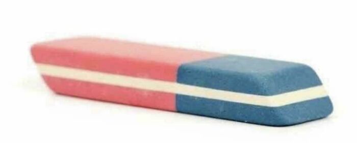 A pink and blue eraser, a good memory of life in the '80s.
