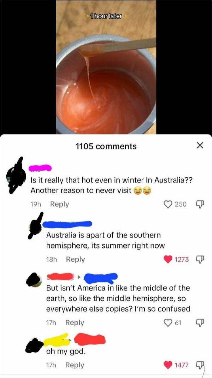 Screenshot of confused Americans discussing Australia's seasons and hemisphere, showcasing people from the US are very confused.