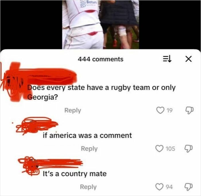 A screenshot showing comments proving people from the US are very confused about geography and sports.