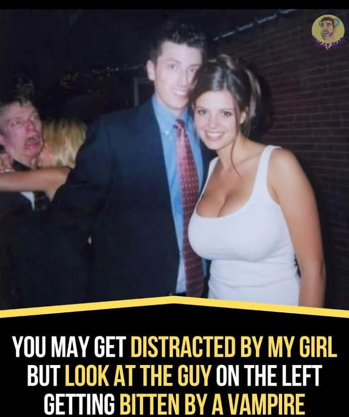 A funny meme with a couple smiling, and a man on the left making a funny face, good for your health.