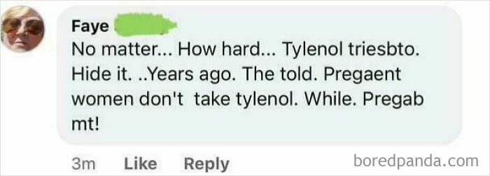 A Facebook comment by Faye with misspelled words, showing old people being clueless online.