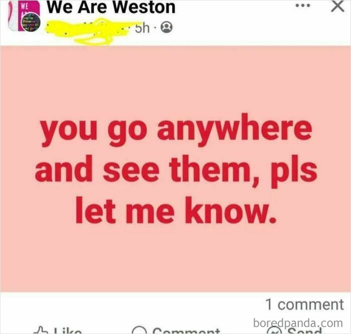 A screenshot of a Facebook post by We Are Weston asking for information, highlighting clueless old people online.